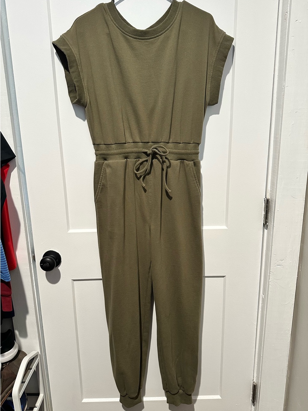 Fantastic Fawn Olive Short-Sleeve Drawstring Jumpsuit